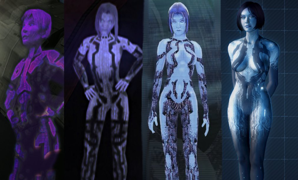 Evolution de Cortana (Halo) entre 2001 et 2012.